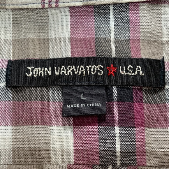John Varvatos Men’s Large Long Sleeve Shirt Multi Color Plaid - Picture 8 of 13